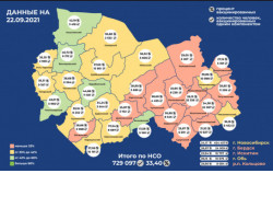 Статистику вакцинации от COVID-19 по городам и районам области представили на карте